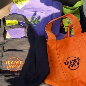Trader Joe's Reusable Tote Bags - Black, Orange, Purple